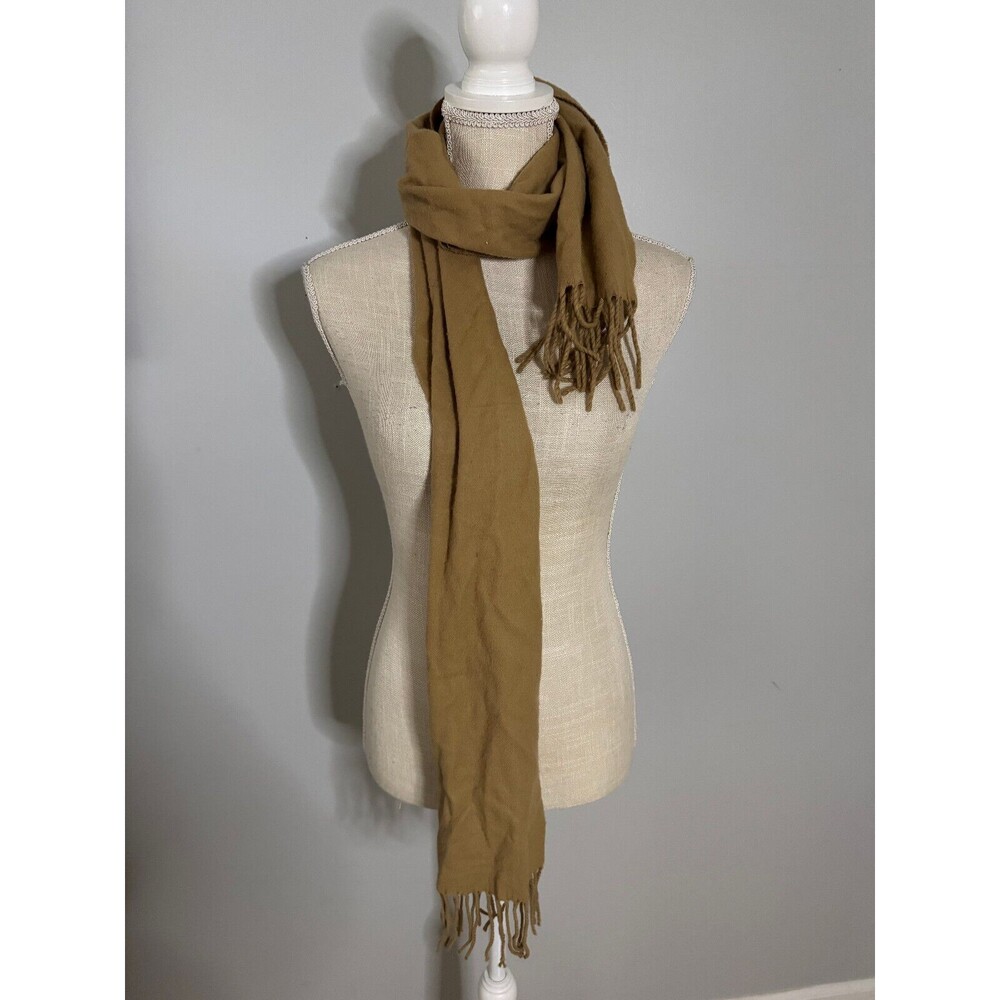 Cashmink V. Fraas Acrylic Scarf Tan Fringe Made In Germany